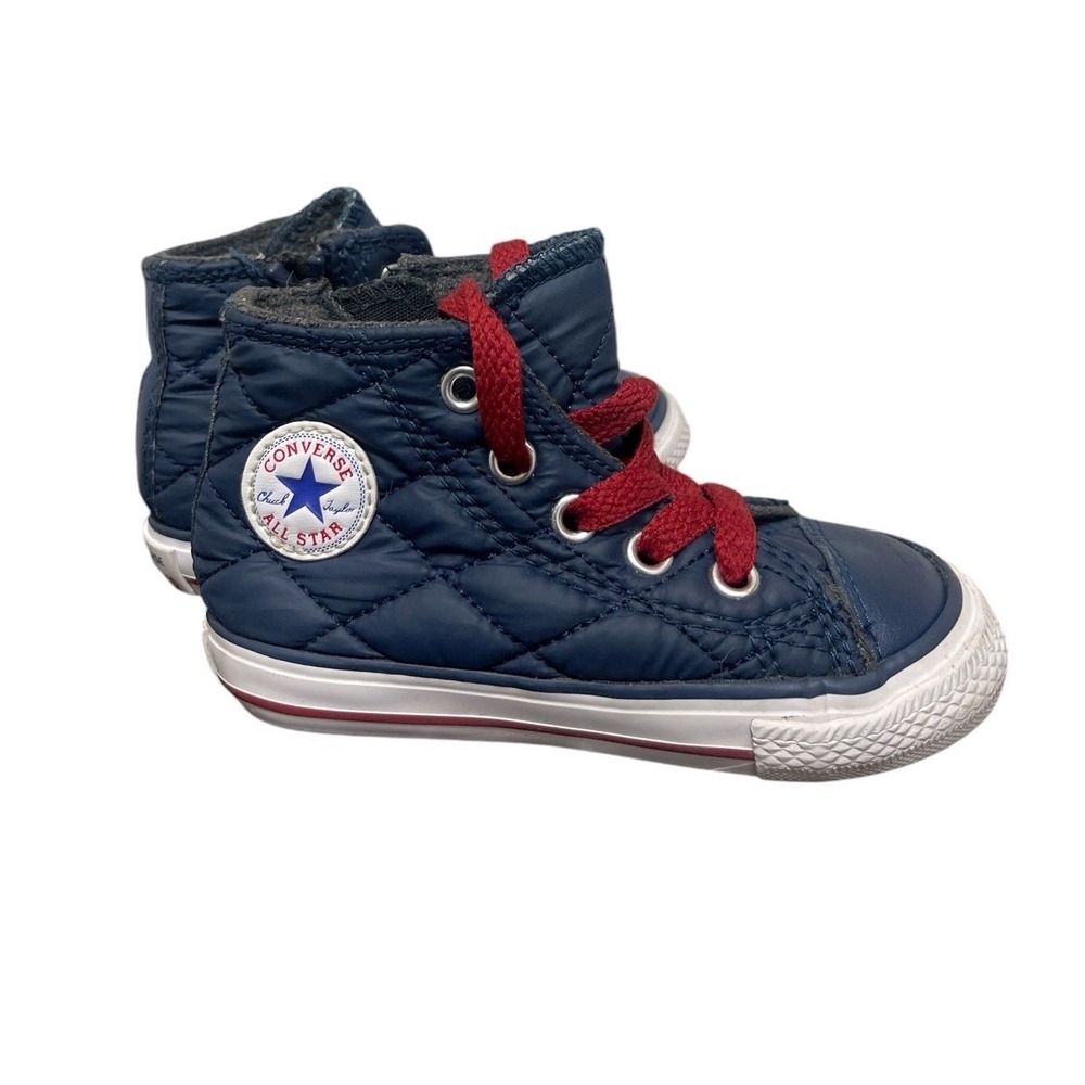 Converse Chuck Taylor All Star Infant 6 Navy Blue Quilted‎ Puffer High Top Zip